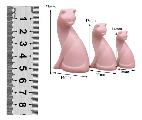 5 Figura De Gato En Miniatura Hecha A Mano Para Casa De Rosa
