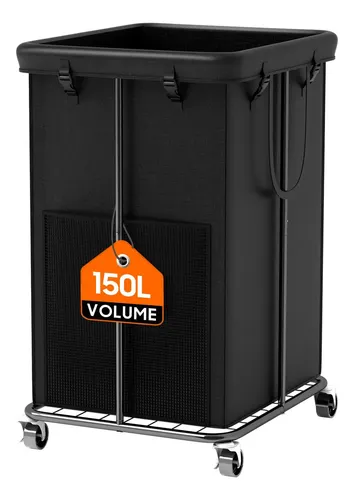 Laundry Basket Zatocl 150l W/ Wheels & Removable Bag Black