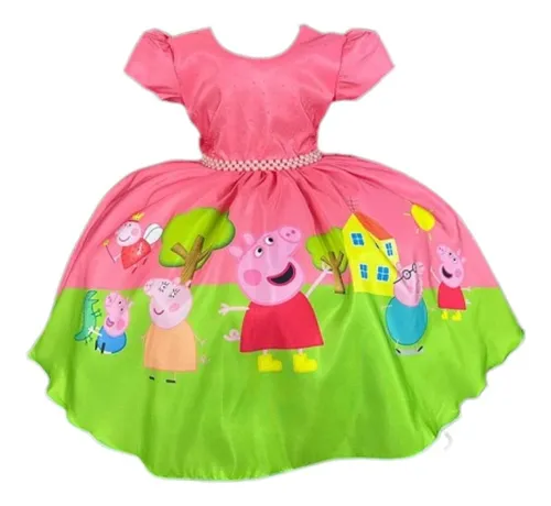 Vestido Tem tico Peppa Pig Festa Anivers rio Rosa 1 A 8 Anos R 120 31