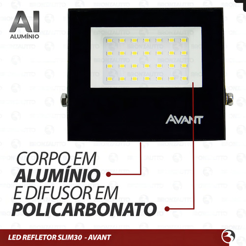 Kit 5 Refletor Holofote Prova Dágua 30w Led Luz Quente 6500k Carcaça Preto Luz Branco 110v/220v