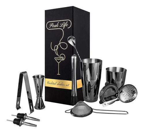 Peak Life Boston Cocktail Shaker Kit De Barman Profesional, 