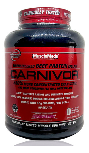 Proteina Musclemeds Carnivor 4 Lbs 56 Porciones Sabore Sabor Fresa