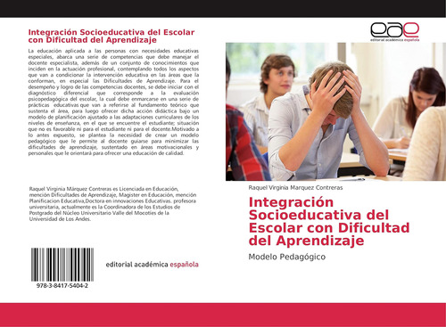 Libro: Integración Socioeducativa Del Escolar Con Dificultad