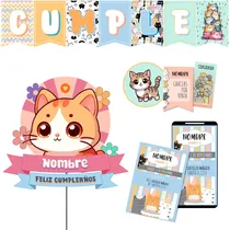 Comprar Kit Imprimible Cumple + Candy Editable - Gatos