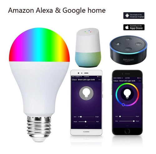 Lámpara Led Rgb Wifi Bombilla 11w Alexa Google Inicio