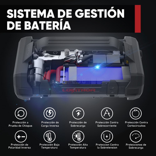 Arrancador Bateria Compresor Portátil 2000a Linterna 4 En 1