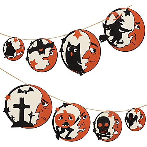 Set De 8 Adornos De Madera Tema Halloween