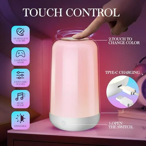 Lámpara De Mesa Inteligente Rgb Recargable Con Música Y Memo