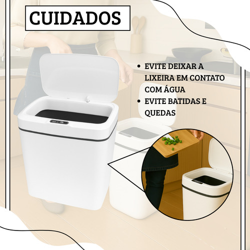 Lixeira Inteligente Sensor Automático 15l Banheiro E Cozinha