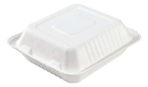 Contenedor Blanco De Caña De Azúcar 50pzs 8x8' Biodegradable