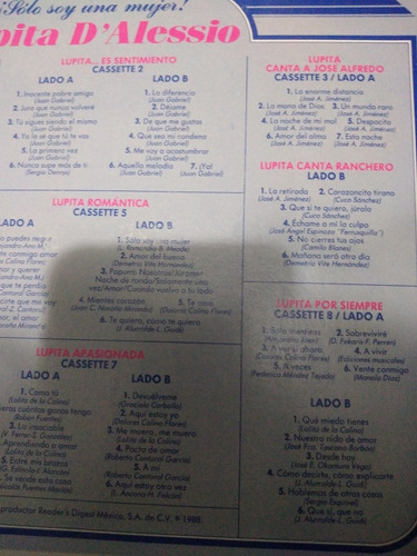 Cassettes Lupita Dalessio Sólo Soy Una Mujer Readers Digest (Usado)