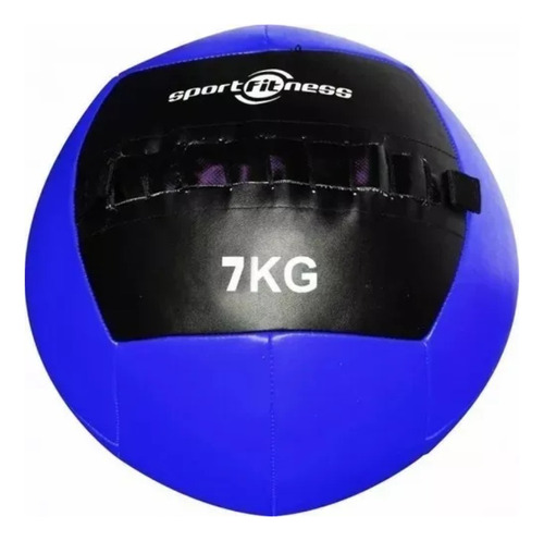 Balon De Peso Cuero Sintetico 7kg Sportfitness Crossfit Azul