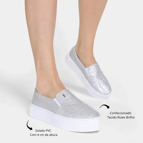 Slip On Santa Lolla Flatform Galaxxy Prateado
