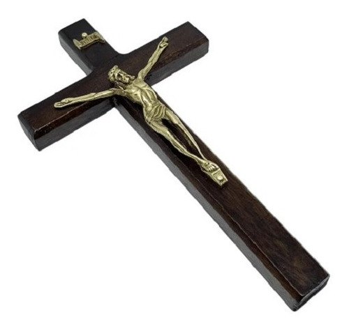 Crucifixo Madeira 18cm Parede Ou Porta - Presente Natal