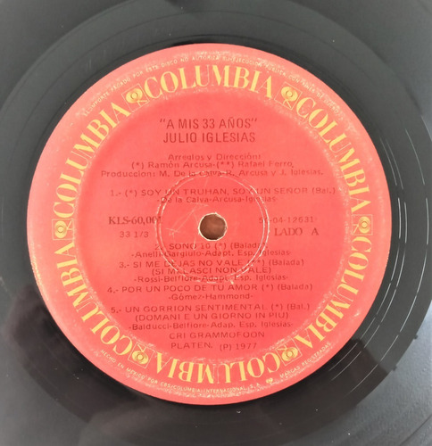Julio Iglesias Lp A Mis 33 Años (Usado)