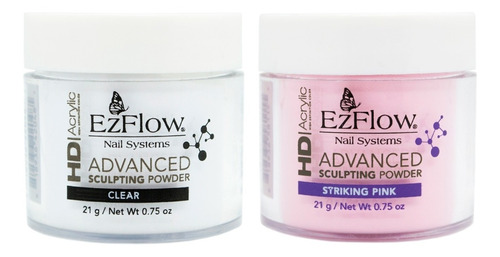 Ezflow Kit X2 Hd Advanced Polímero Polvo Uñas Esculpidas 21g