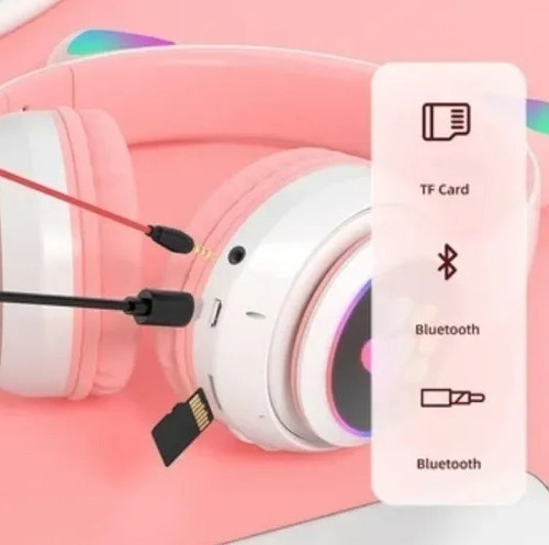 Audífonos Inalámbricos Gato Bluetooth Luminorejas Buen Sonid