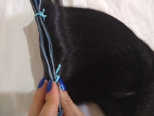 Imagem 5 de 8 de Cabelo Humano Castanho Fita Adesiva 100g 65cm Mega Hair