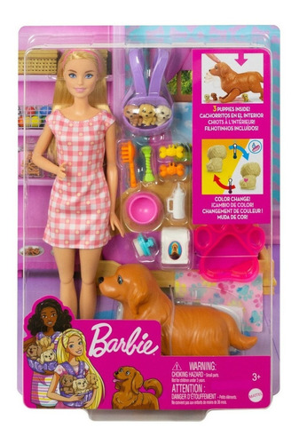 Barbie Set De Juego Cachorros Recién Nacidos 
