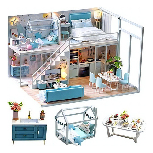 Casa De Muñecas En Miniatura Con Muebles Con Musica Cutebee