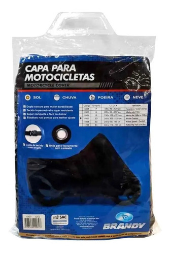 Capa Cobrir Moto Preta Termica Tamanho Gg Brandy