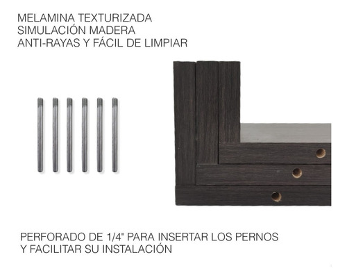 Imagen 6 de 10 de Set De 3 Repisas Flotantes Estilo U 30 X 15 Cm Color Roble Dakar
