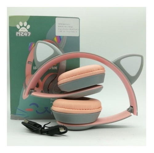 Auriculares Vincha Inalambrico Bluetooth Orejas Gato Luz Rgb