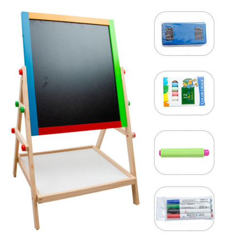 Tablero De Dibujo Elevable De Madera De Doble Cara Para Niño