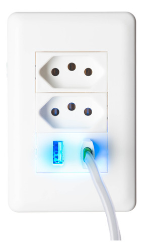 Tomada Elétrica De Parede Com Usb Bivolt Celular Branco 4x2