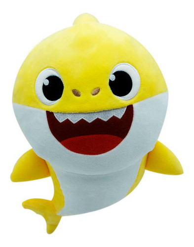 Imagem 1 de 5 de Pelúcia Baby Shark - Amarelo 30cm - Som Musica Tubarão Sunny