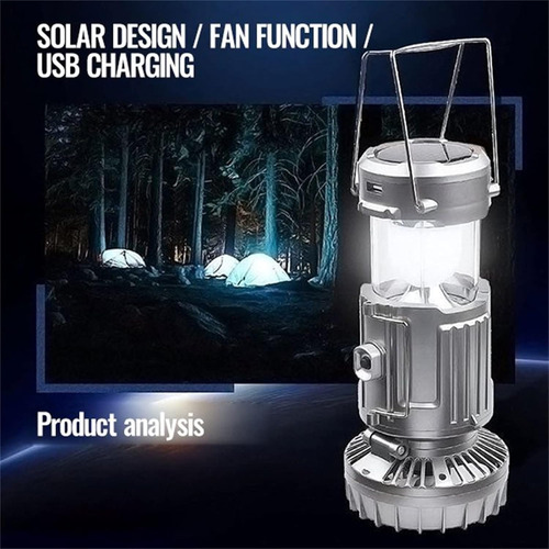 Lámpara Recargable Solar Linterna Camping Led --para Acampar