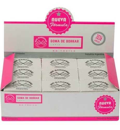 Imagen 4 de 5 de Goma De Borrar Lápiz 2 Banderas 3036 Pack X6 Planeta Juguete