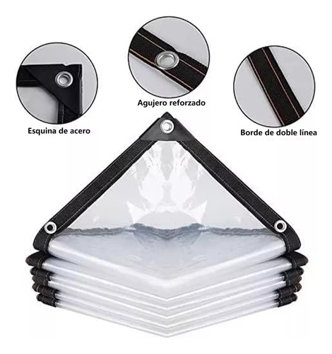 2×6m Lona Transparente Resistente Impermeable + 10m Cuerda