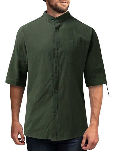 Mens Casual Button Dowshirts Short Sleeve Cotton Spread