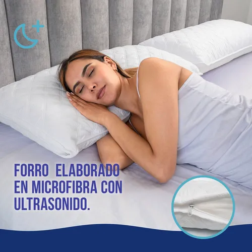 Almohada Larga Ultrasonido Fibra Silicon Con Protector 50x90