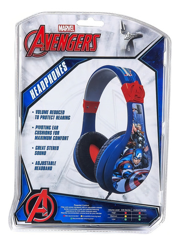 Audífonos Marvel Avengers Con Control Parental De Volumen Color Azul