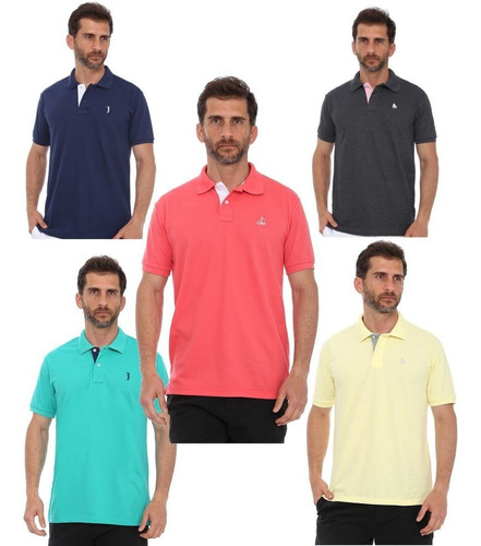 Kit 5 Camisas Polo Sortido Slim Cores Sortidas