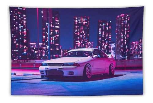 Tapiz Retro Wave Blanco Jdm Para Colgar Pared Divertido Sala