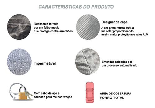 Capa Cobrir Symbol Couricarbon Impermeável Forrada Prata Uv