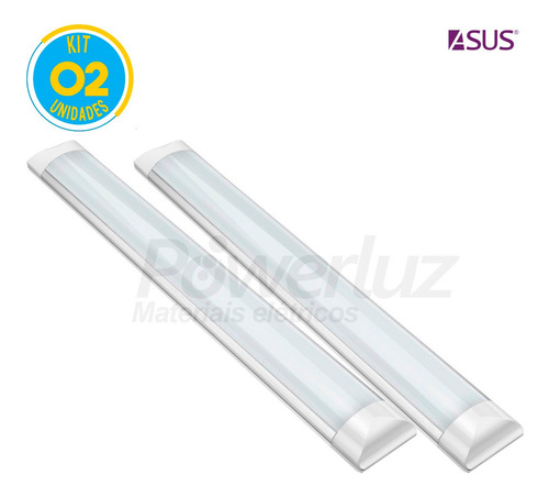 2 Luminaria Led 60cm Slim 6500k  Completa 18w = 36w