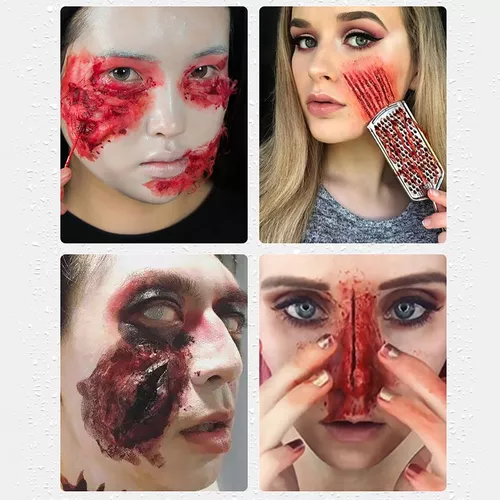 Halloween maquiagem coagulado sangue gel falso sangue zumbis estágio sangue  efeitos especiais cicatriz ferida falso mancha de sangue - AliExpress