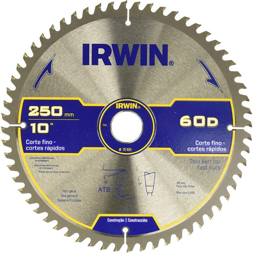 Imagen 1 de 1 de Irwin 15185 Sierra Circular 10 X 60d Disco