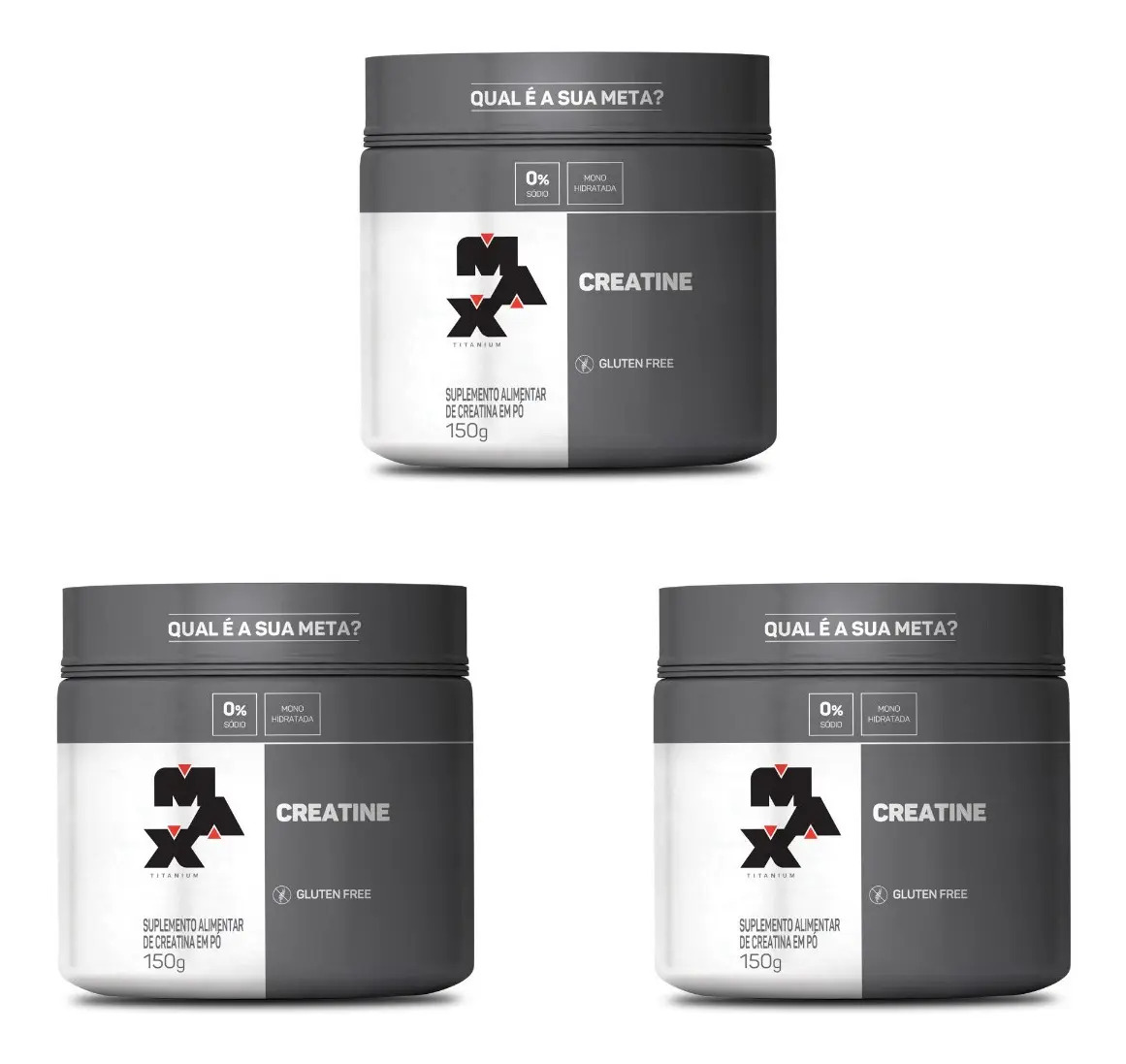 Kit 3x Creatina Pura 150g - Max Titanium Sabor Sem Sabor