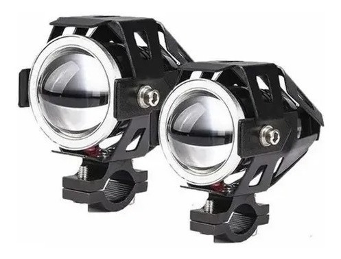 Kit Faros Proyector Lupa Cree Led Auxiliar Moto U7 Ojo Angel