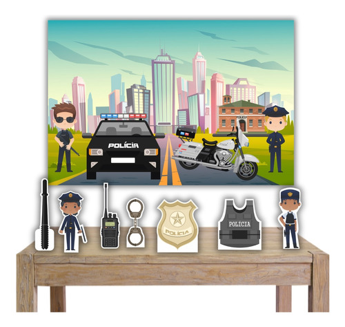 Kit Painel Poli Banner + Displays Festa Policial