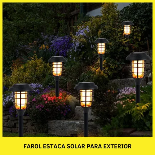 Estaca O Farol Solar Luz Led Para Jardin O Exterior Pack X3