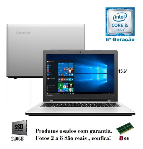 Notebook Lenovo I5 6ª Gen /ddr4/ 8gb/ssd/tela 15'/ Garantia