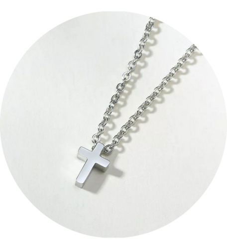 Collar Cruz Católica Pequeña Silver Acero Quirúrgico 