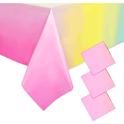 Ombre Plastic Tablecloths For Parties, Rainbow Table Co...