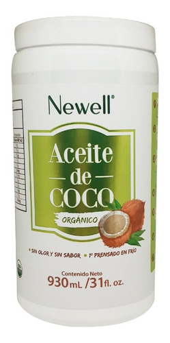 Newell Aceite De Coco Organico Sin Olor Y Sin Sabor 930 Ml